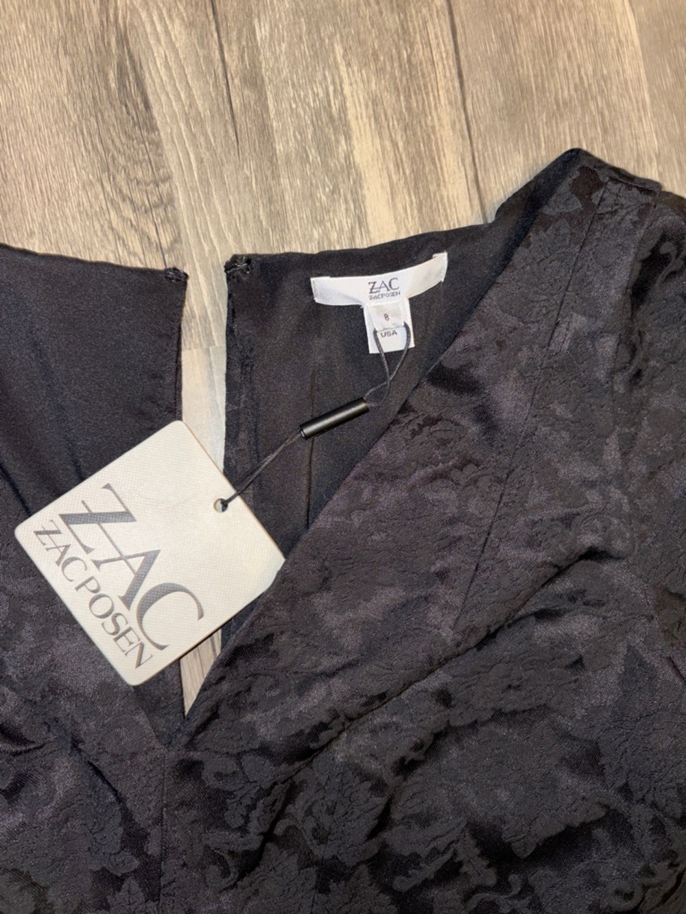 NTW Designer Zac Posen jacquard black cocktail dress blouson top peplum back 8 - Picture 3 of 9